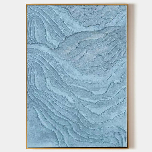 Textured Blue Abstract Oil Painting for Modern Home Decor