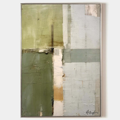 Contemporary Green Abstract Oil Painting for Modern Home Decor