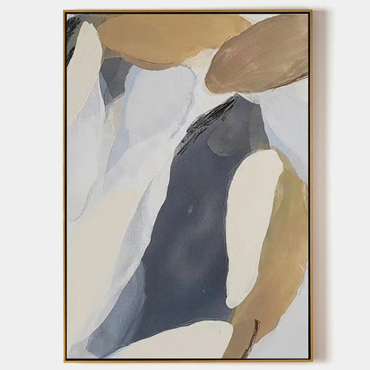 Contemporary Abstract Oil Painting with Bold Neutral Colors and Dynamic Textures