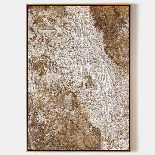 Golden Textured Abstract Oil Painting for Elegant Home Decor