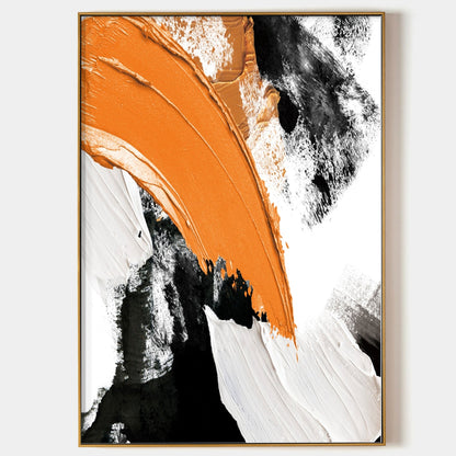 Vibrant Abstract Oil Painting with Bold Yellow, Black, and White Textures for Modern Decor