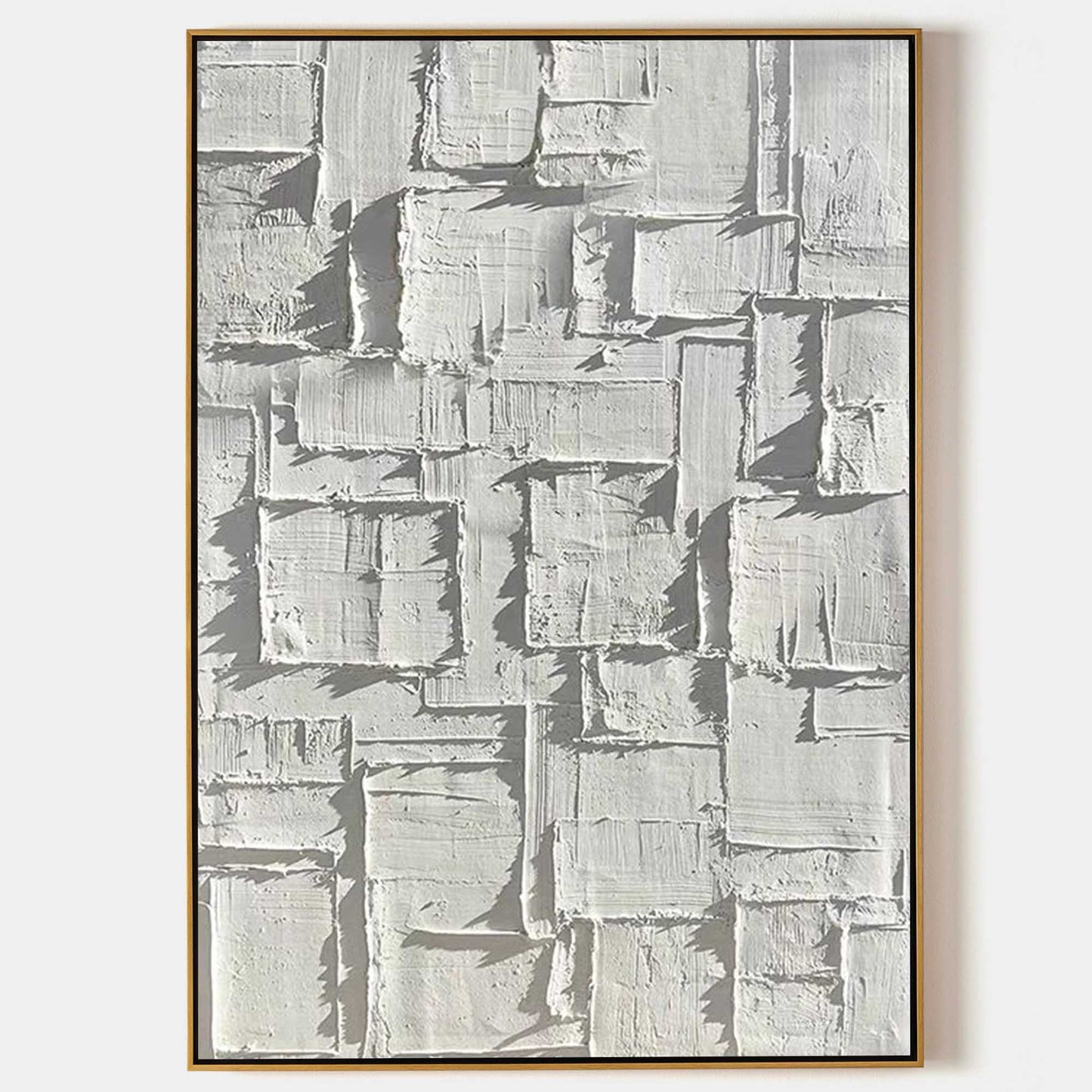 Textured White Plaster Abstract Oil Painting for Modern Home Decor