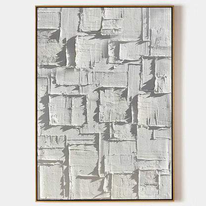 Textured White Plaster Abstract Oil Painting for Modern Home Decor