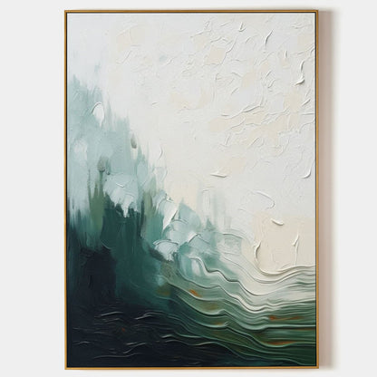 Serene Abstract Ocean Landscape Oil Painting with Texture and Soft Tones