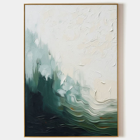 Serene Abstract Ocean Landscape Oil Painting with Texture and Soft Tones