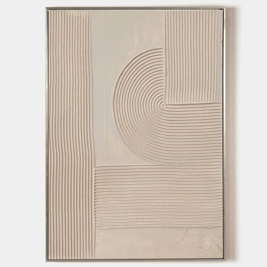 Elegant Beige Minimalist Abstract Oil Painting for Modern Home D√©cor
