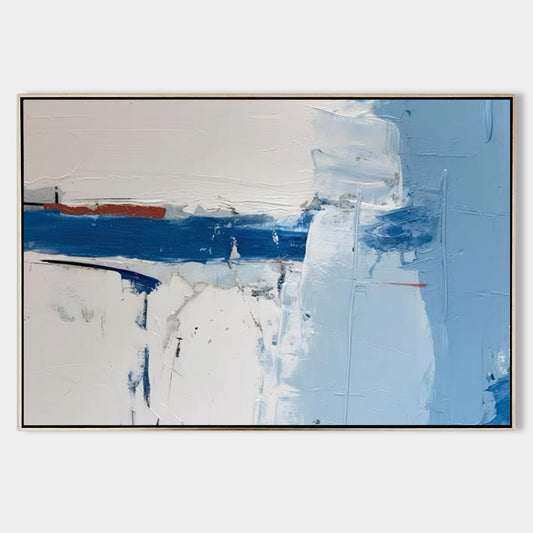Contemporary Blue Abstract Oil Painting for Modern Home Decor