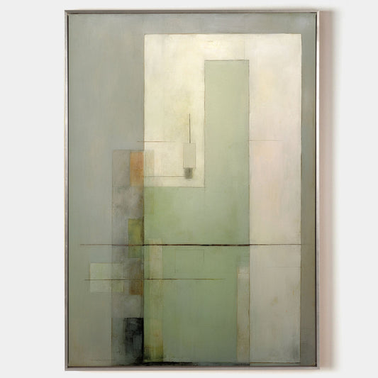 Contemporary Green Abstract Oil Painting for Modern Home Decor