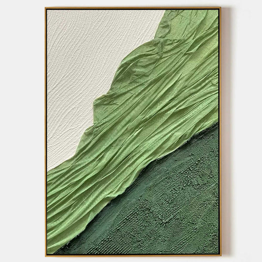 Textured Green Abstract Oil Painting for Modern Home Decor