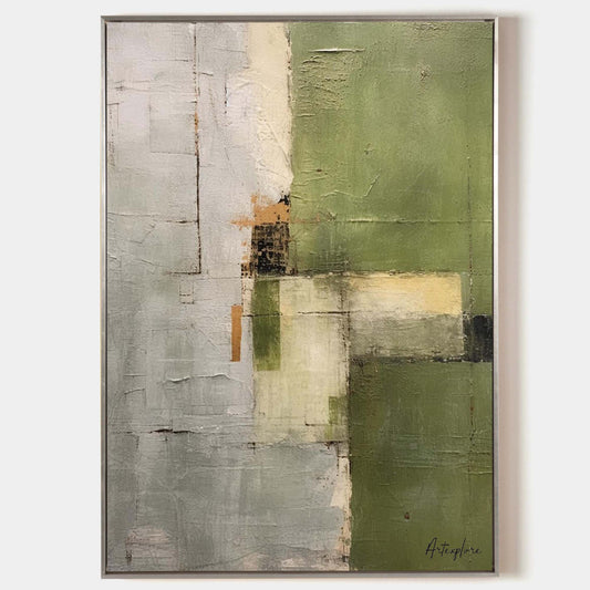 Contemporary Green Abstract Oil Painting for Modern Home Décor