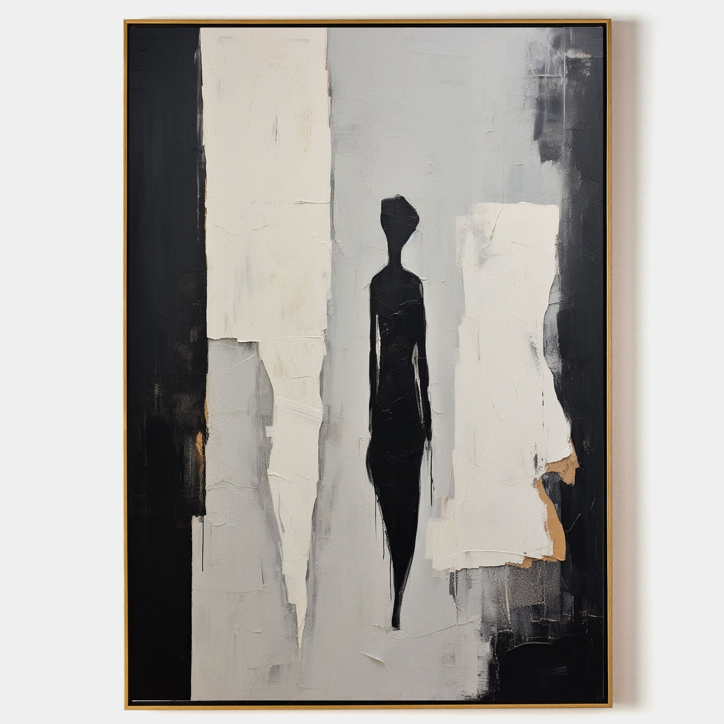 Abstract Minimalist Figure Painting in Monochrome Tones