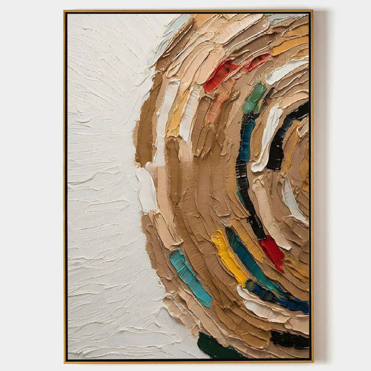 Vibrant Abstract Oil Painting with Textured Swirls and Rich Earthy Tones