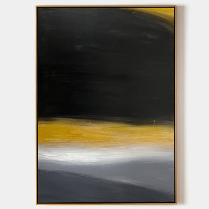 Contemporary Black and Gold Abstract Oil Painting for Modern Home Decor