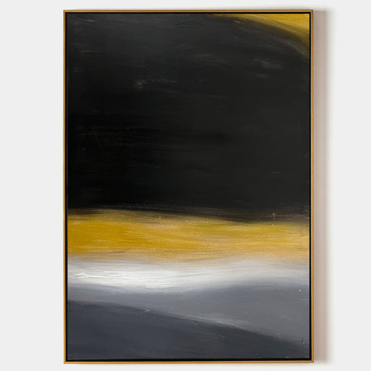 Contemporary Black and Gold Abstract Oil Painting for Modern Home Decor