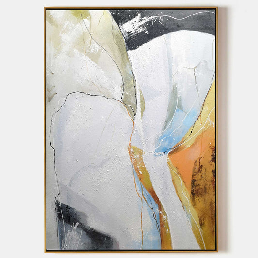 Modern Abstract Geometric Oil Painting in Vibrant Colors for Contemporary Decor