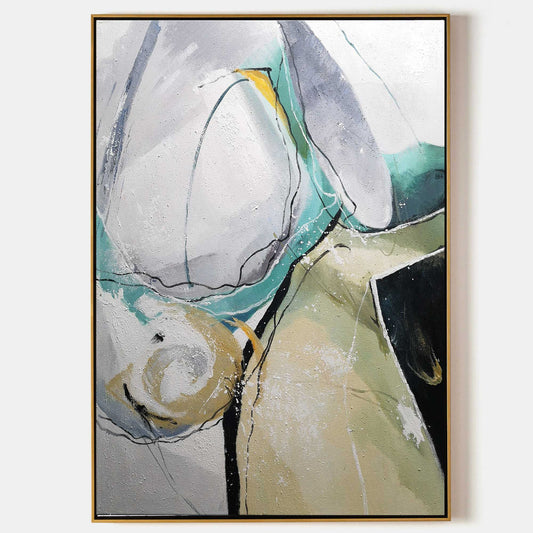 Contemporary Large Abstract Geometric Oil Painting for Modern Home Decor