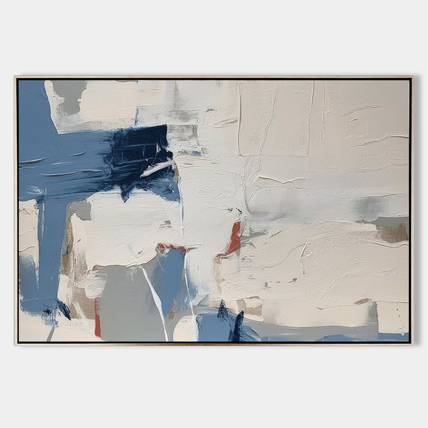 Contemporary Blue Abstract Oil Painting for Modern Home Decor
