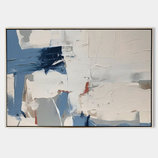 Contemporary Blue Abstract Oil Painting for Modern Home Decor