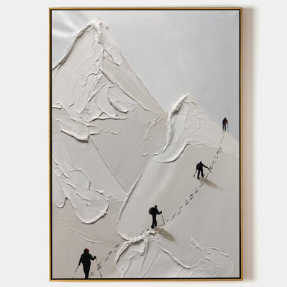 Abstract Mountain Climb Oil Painting with Textured Plaster Finish