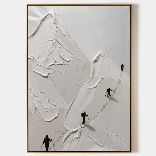 Abstract Mountain Climb Oil Painting with Textured Plaster Finish