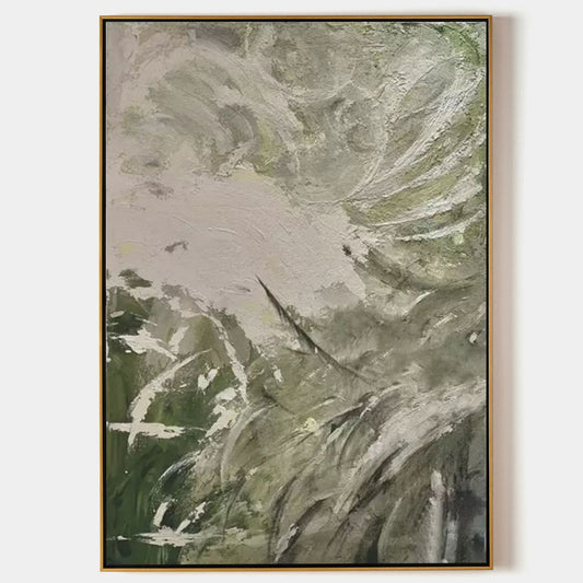 Serene Wabi-Sabi Abstract Oil Painting for Modern Home Decor