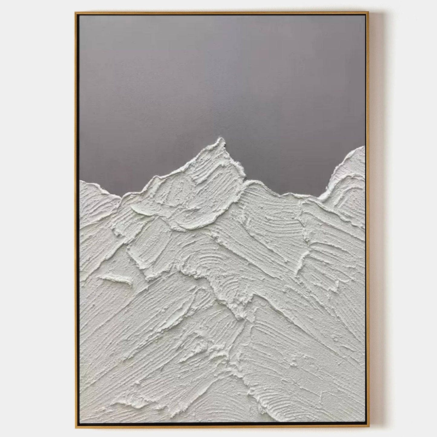 Textured White Mountain Abstract Oil Painting for Modern Home Decor