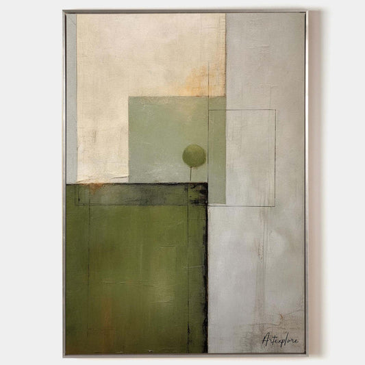 Contemporary Green Abstract Oil Painting for Modern Home Decor