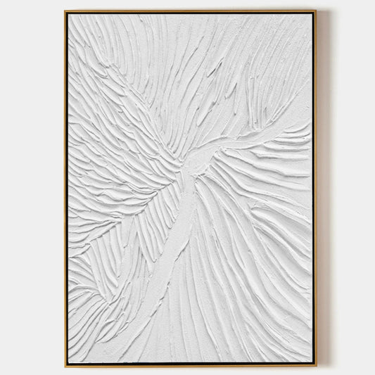 Textured White Abstract Oil Painting for Modern Home Decor