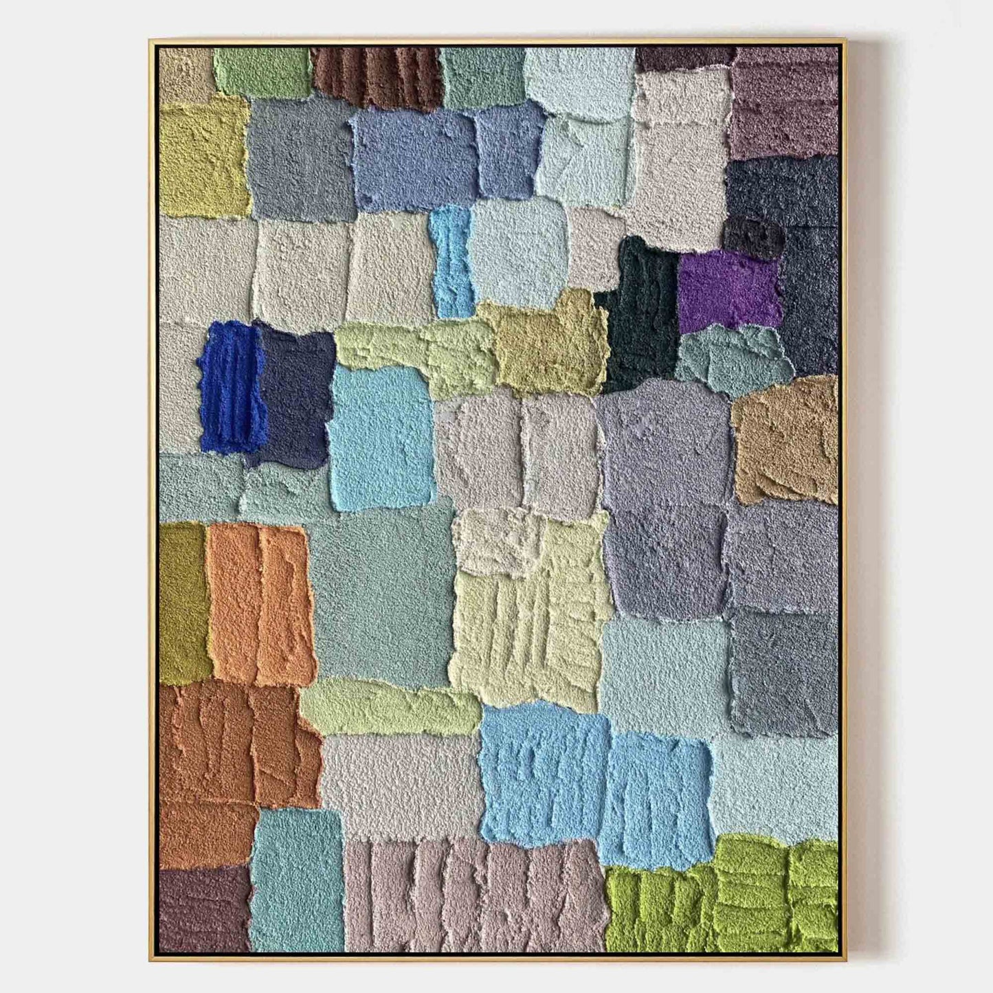 Vibrant Abstract Oil Painting with Textured Color Blocks for Modern Decor