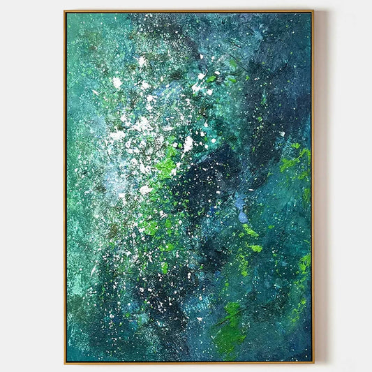 Abstract Ocean Waves Oil Painting with Texture and Rich Color Palette