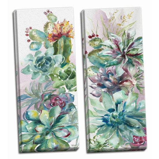 Vibrant Succulent Duo - Farmhouse Style Floral Oil Painting for Home Decor