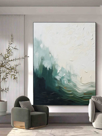 Serene Abstract Ocean Landscape Oil Painting with Texture and Soft Tones