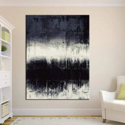 Abstract Black and White Oil Painting for Modern Home Decor