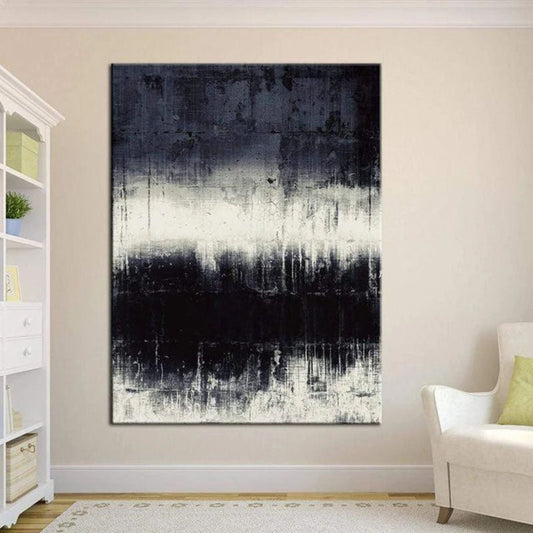 Abstract Black and White Oil Painting for Modern Home Decor