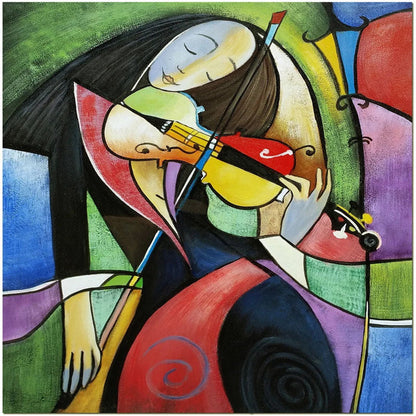 Vibrant Emotional Violinist - Abstract Oil Painting for Art Lovers