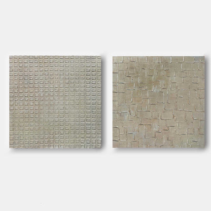 Textured Abstract Oil Painting Duo for Modern Home Decor