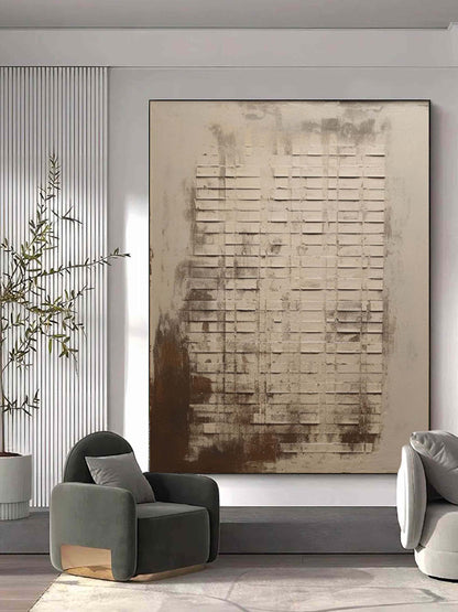 Textured Neutral Wall Art - Contemporary Wabi-Sabi Oil Painting for Modern Home Decor