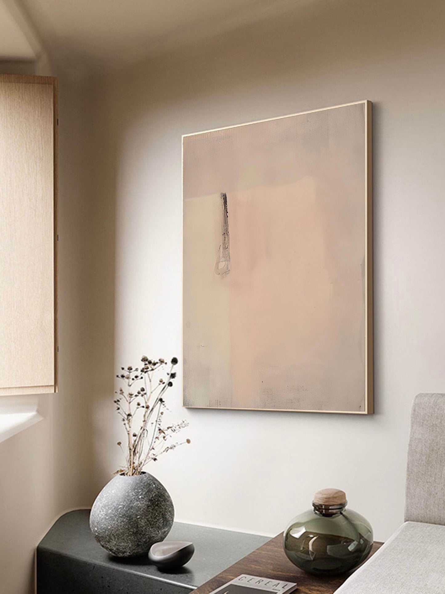 Serene Minimalist Abstract Oil Painting for Modern Home Decor