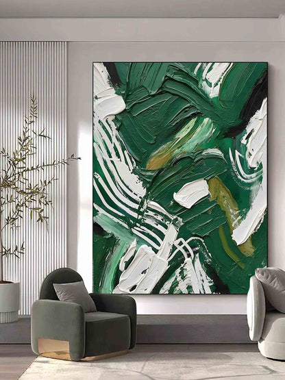 Vibrant Abstract Green Oil Painting for Modern Home Decor and Art Lovers