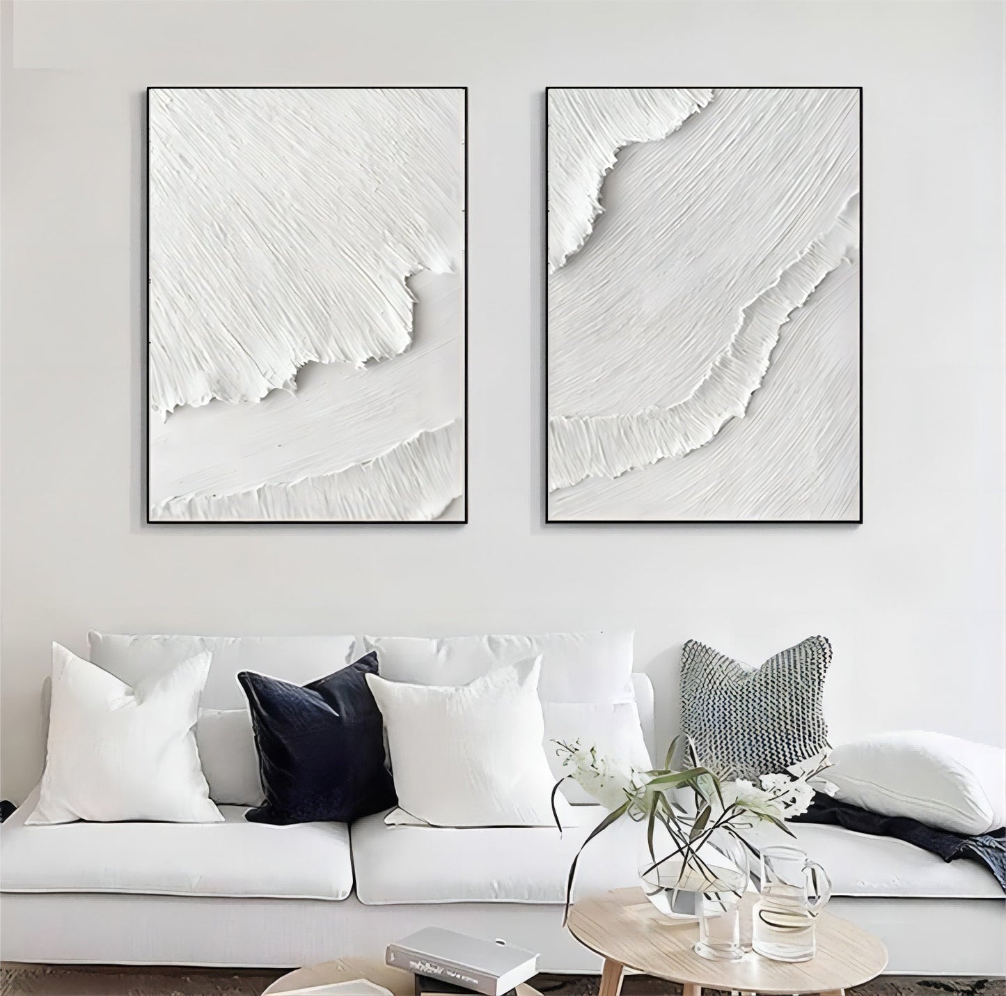 Stunning Modern Abstract Oil Painting Duo for Contemporary Home Decor