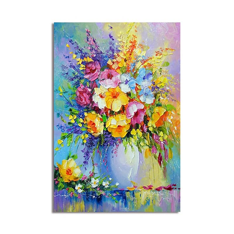 Vibrant Floral Burst Oil Painting for Home Decor and Art Enthusiasts