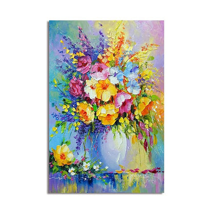 Vibrant Floral Burst Oil Painting for Home Decor and Art Enthusiasts