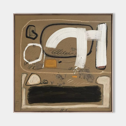 Contemporary Abstract Oil Painting with Bold Brushstrokes and Earthy Tones