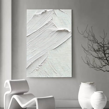 Textured White Oil Painting for Modern Art Decor