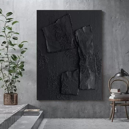 Modern Wabi-Sabi Abstract Black Wall Art for Contemporary Home Decor