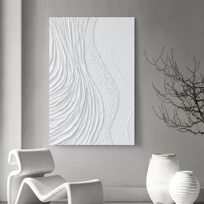 Textured White Abstract Oil Painting for Modern Decor