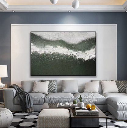 Aqua Serenity: Modern Blue and Green Abstract Oil Painting for Home Decor