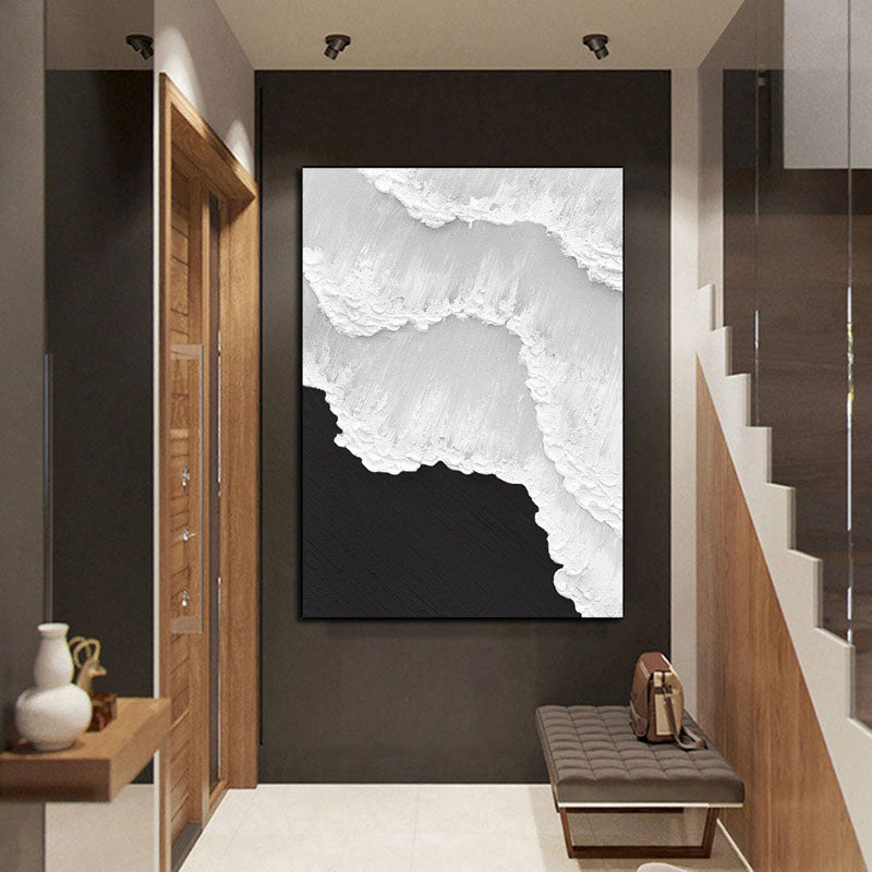 Serene Black Beach Abstract Oil Painting for Contemporary Home Decor