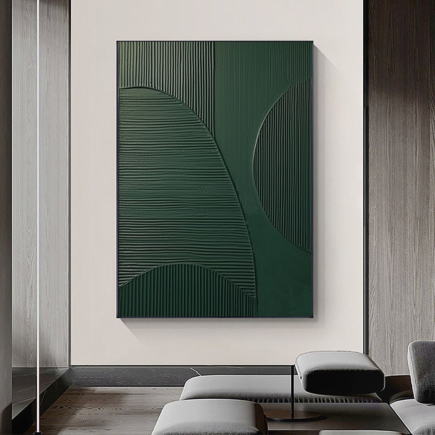 Serene Blue and Green Abstract Oil Painting for Modern Home Décor