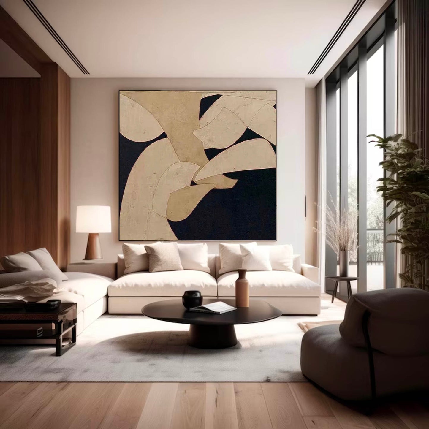 Contemporary Minimalist Abstract Oil Painting for Modern Home Decor